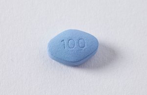 blue pill on white background