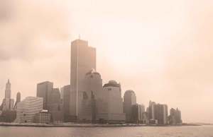 new york city skyline in foggy weather
