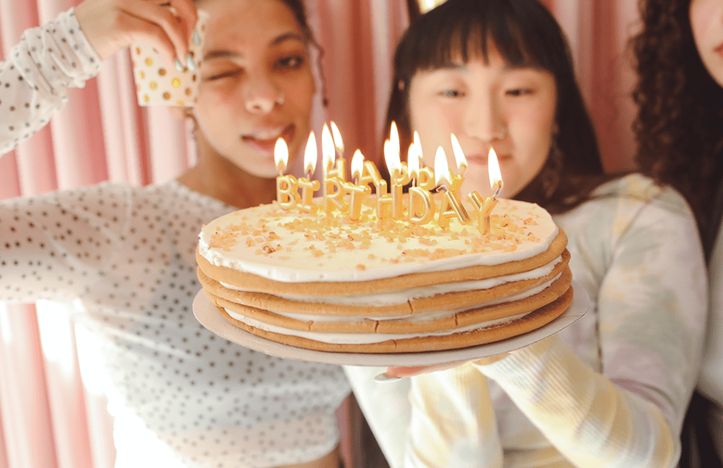 Blowing out birthday candles