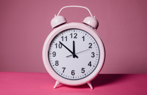 Pink retro alarm clock