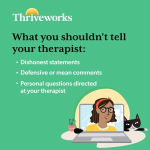 List of things you should never tell your therapist with woman on a laptop