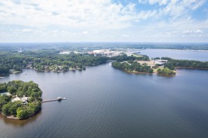 Cornelius viewed from above lake norman