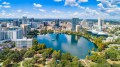 Orlando skyline viewed from an aerial perspective