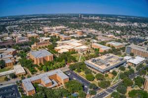 Aerial view of Denton, TX